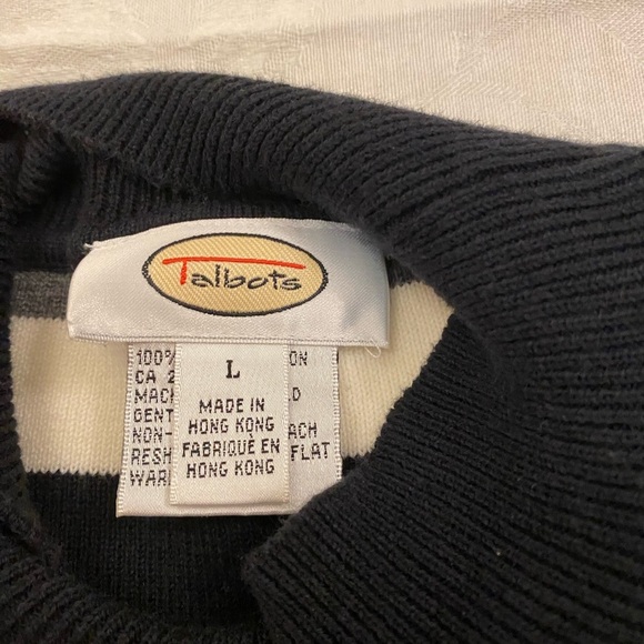 Talbots Black, white,and gray Striped  Sweater, Soft Cozy Long Sleeves Size L - Picture 5 of 9